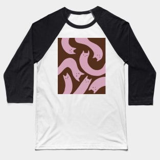 cat pattern aesthetic illustration pink brown Baseball T-Shirt